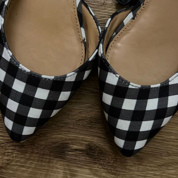 J crew gingham black and white pointed toe flats - Picture 3 of 4